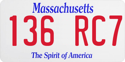 MA license plate 136RC7