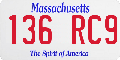 MA license plate 136RC9
