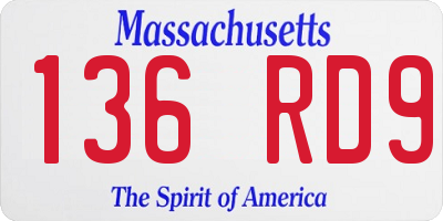 MA license plate 136RD9