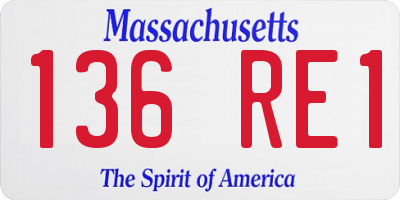 MA license plate 136RE1