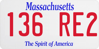 MA license plate 136RE2