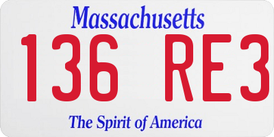 MA license plate 136RE3