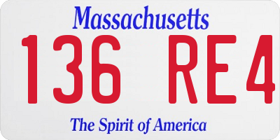 MA license plate 136RE4