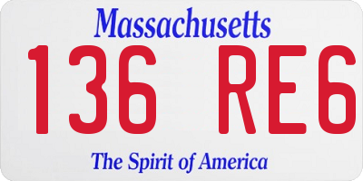 MA license plate 136RE6