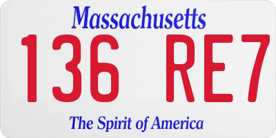 MA license plate 136RE7