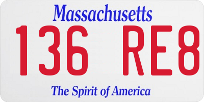 MA license plate 136RE8