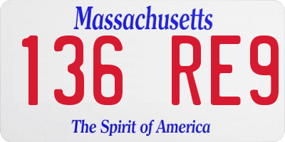 MA license plate 136RE9