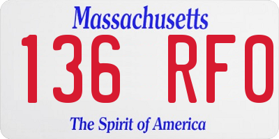 MA license plate 136RF0