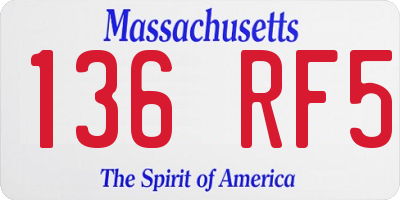 MA license plate 136RF5