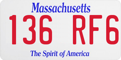MA license plate 136RF6