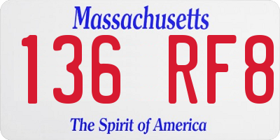 MA license plate 136RF8