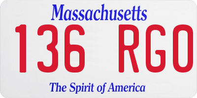 MA license plate 136RG0