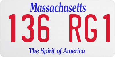 MA license plate 136RG1