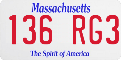 MA license plate 136RG3