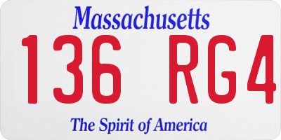MA license plate 136RG4