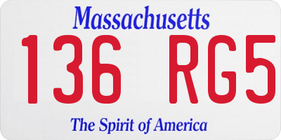 MA license plate 136RG5