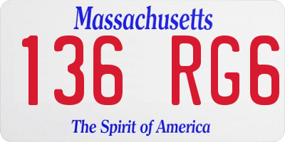 MA license plate 136RG6