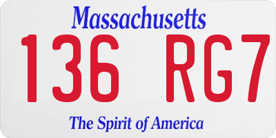 MA license plate 136RG7
