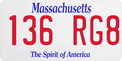 MA license plate 136RG8