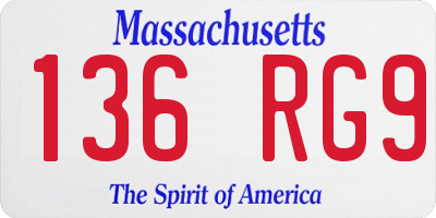 MA license plate 136RG9