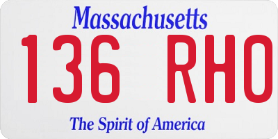 MA license plate 136RH0