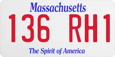 MA license plate 136RH1