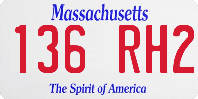MA license plate 136RH2