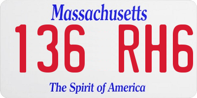 MA license plate 136RH6