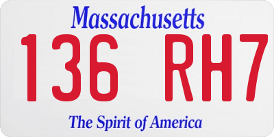 MA license plate 136RH7
