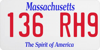 MA license plate 136RH9