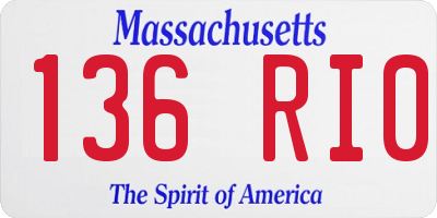 MA license plate 136RI0