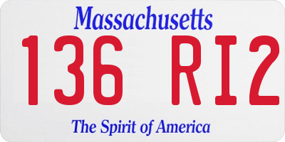 MA license plate 136RI2