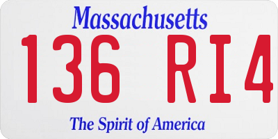 MA license plate 136RI4