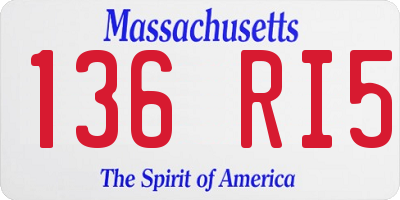 MA license plate 136RI5
