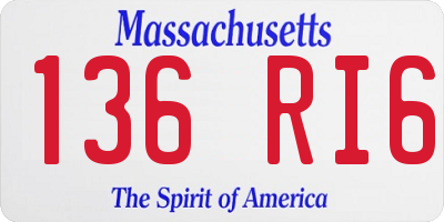 MA license plate 136RI6