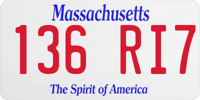 MA license plate 136RI7