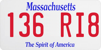 MA license plate 136RI8