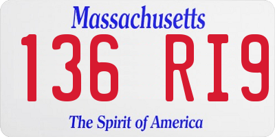 MA license plate 136RI9