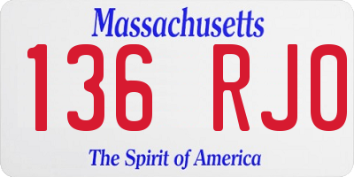 MA license plate 136RJ0