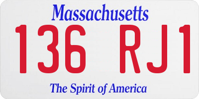 MA license plate 136RJ1