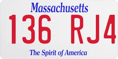 MA license plate 136RJ4