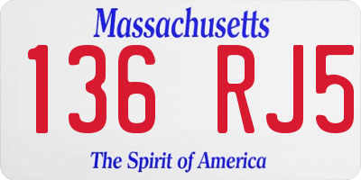 MA license plate 136RJ5