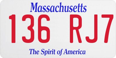 MA license plate 136RJ7