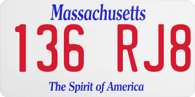 MA license plate 136RJ8