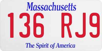 MA license plate 136RJ9