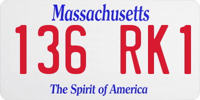 MA license plate 136RK1
