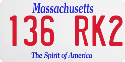 MA license plate 136RK2