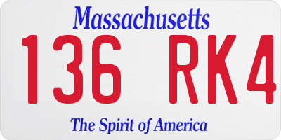 MA license plate 136RK4