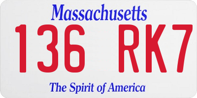 MA license plate 136RK7
