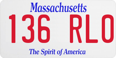 MA license plate 136RL0